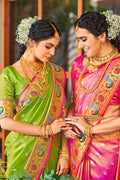Slime Green Paithani Silk Saree