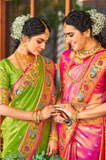Bubblegum Pink Paithani Silk Saree