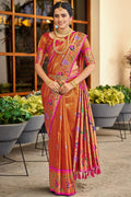 Sunset Orange Paithani Silk Saree