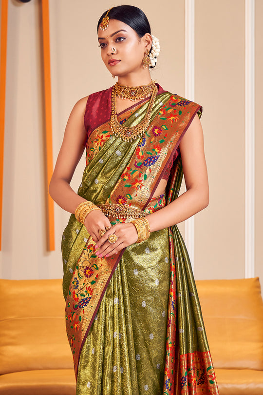 Heena Green Paithani Silk Saree