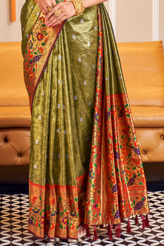 Heena Green Paithani Silk Saree