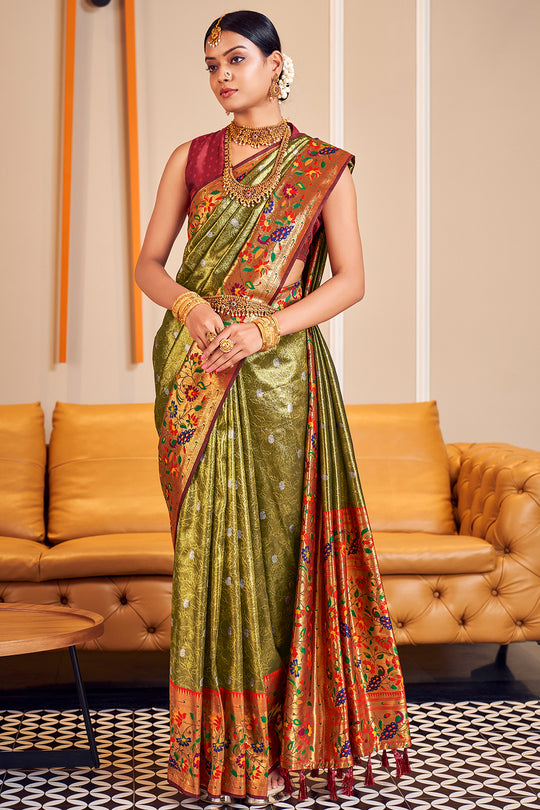 Heena Green Paithani Silk Saree