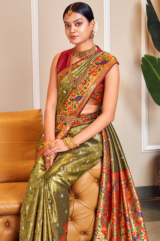 Heena Green Paithani Silk Saree