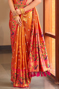 Sunset Orange Paithani Silk Saree