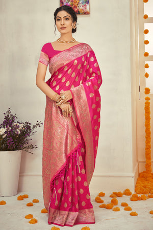 Rose Pink Banarasi Saree