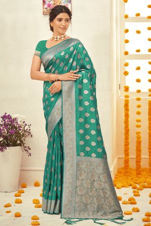 Shamrock Green Banarasi Saree