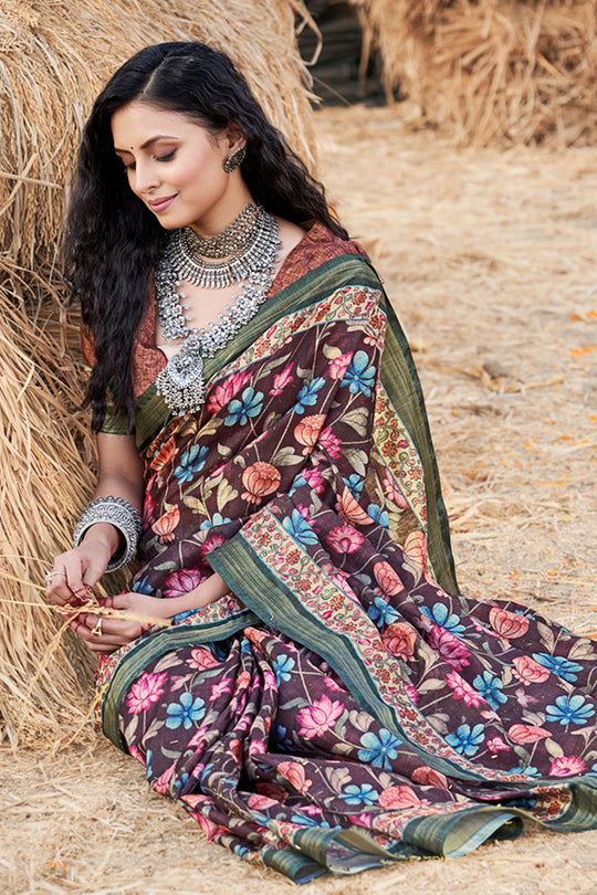 Grape Wine Kalamkari Saree