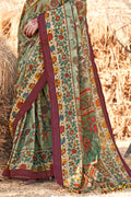 Fern Green Kalamkari Saree