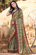 Fern Green Kalamkari Saree