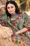 Fern Green Kalamkari Saree