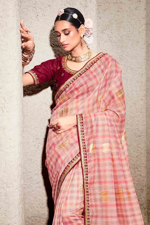 Thulian Pink Khaddi Silk saree