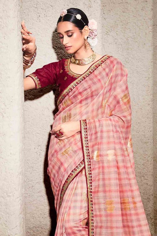 Thulian Pink Khaddi Silk saree