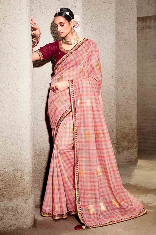 Thulian Pink Khaddi Silk saree