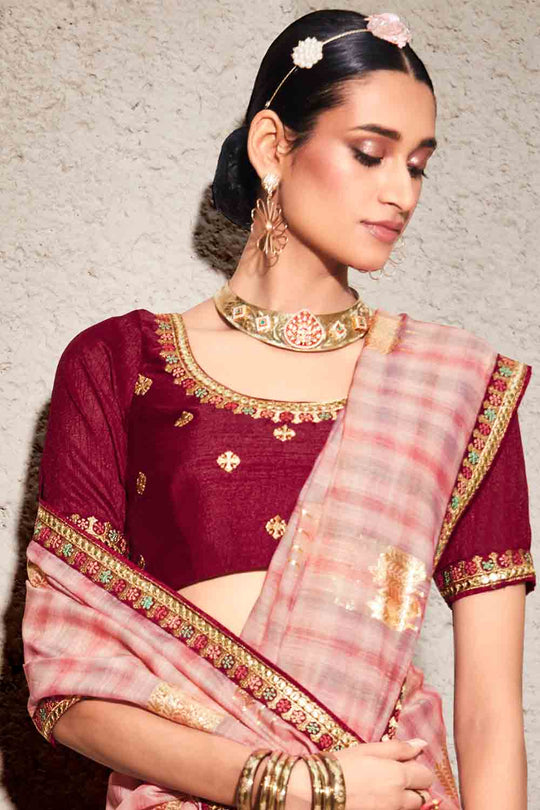 Thulian Pink Khaddi Silk saree