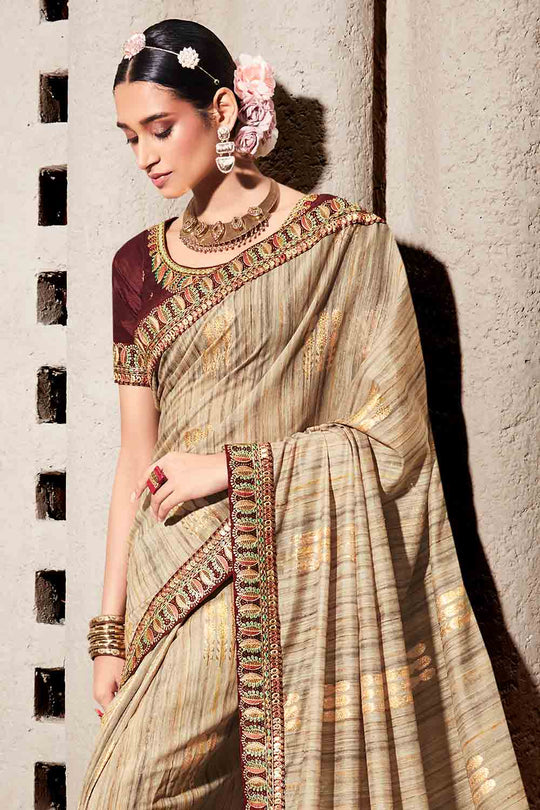 Buttermilk Beige Khaddi Silk saree