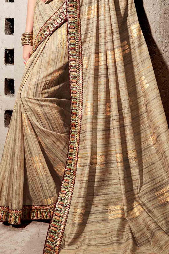 Buttermilk Beige Khaddi Silk saree
