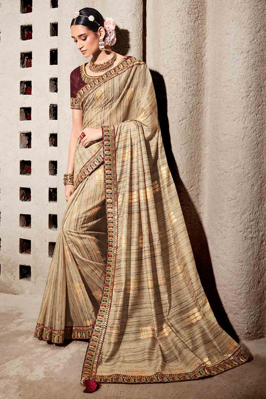 Buttermilk Beige Khaddi Silk saree