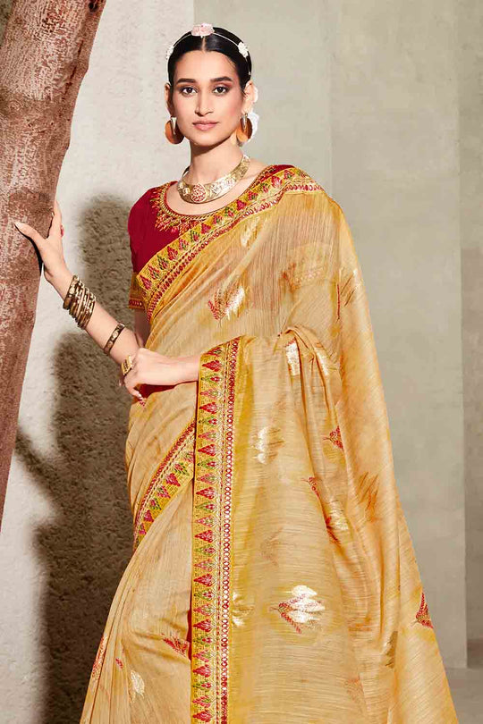 Canary Yellow Khaddi Silk saree