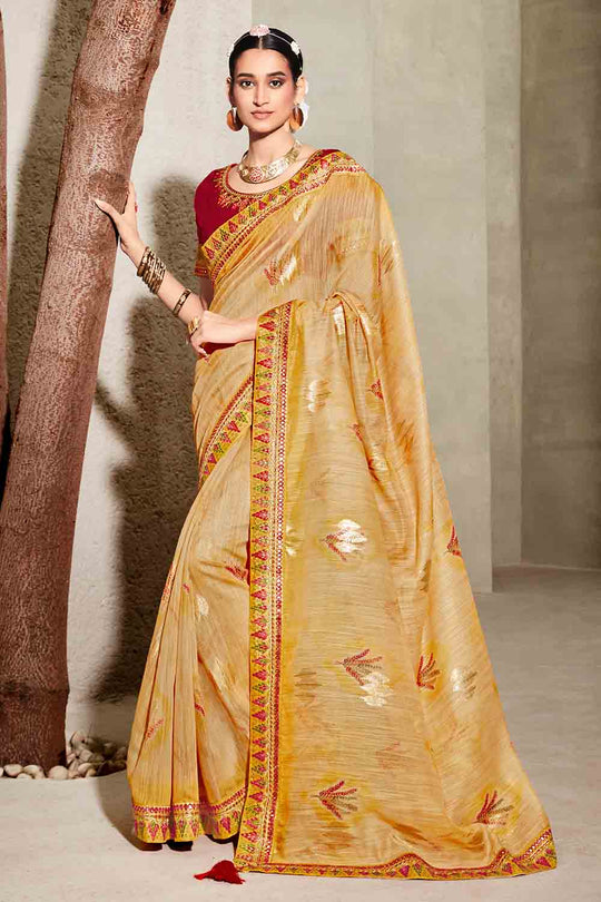 Canary Yellow Khaddi Silk saree