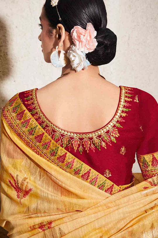 Canary Yellow Khaddi Silk saree