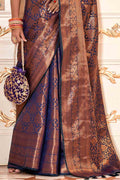 Blue And Golden Kanjivaram Silk Saree