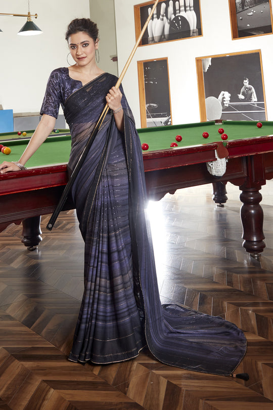 Deep Blue Georgette Saree