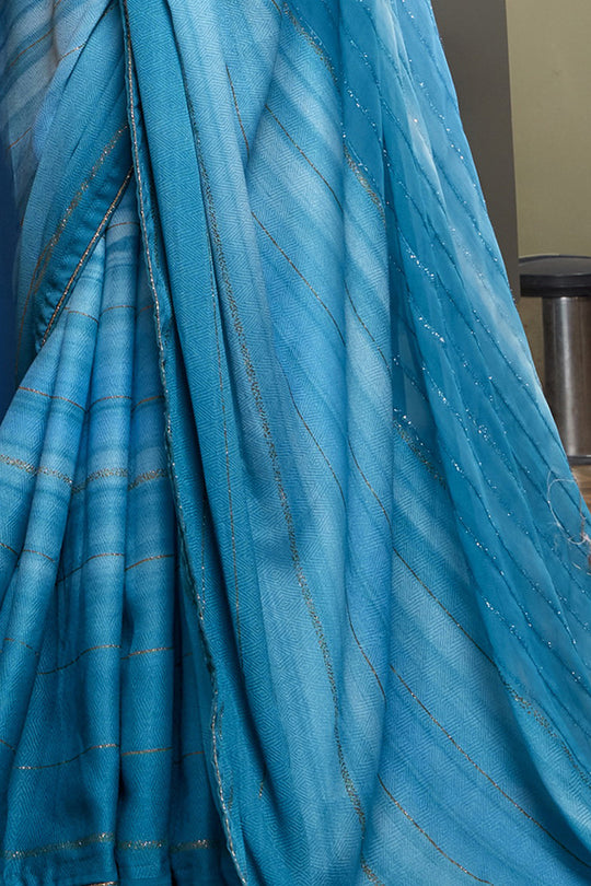 Sky Blue Georgette Saree