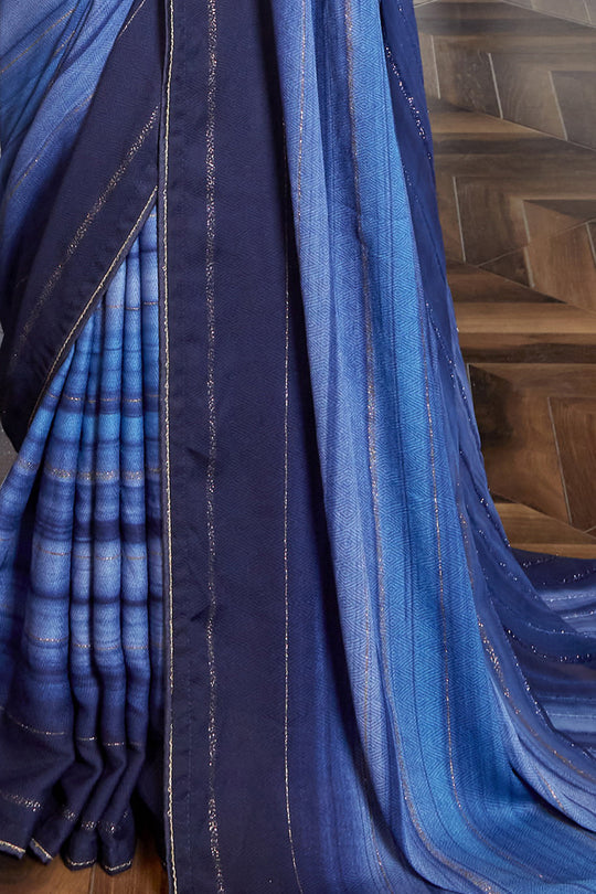 Cerulean Blue Georgette Saree