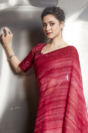 Magenta Pink Georgette Saree