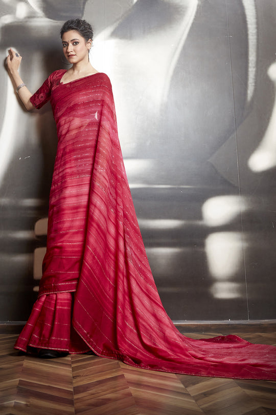 Magenta Pink Georgette Saree