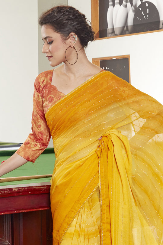 Turmeric Yellow Georgette Saree