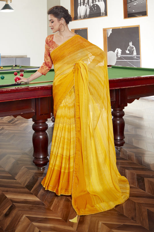 Turmeric Yellow Georgette Saree
