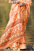 Cantaloupe Orange Kalamkari Saree