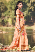 Cantaloupe Orange Kalamkari Saree