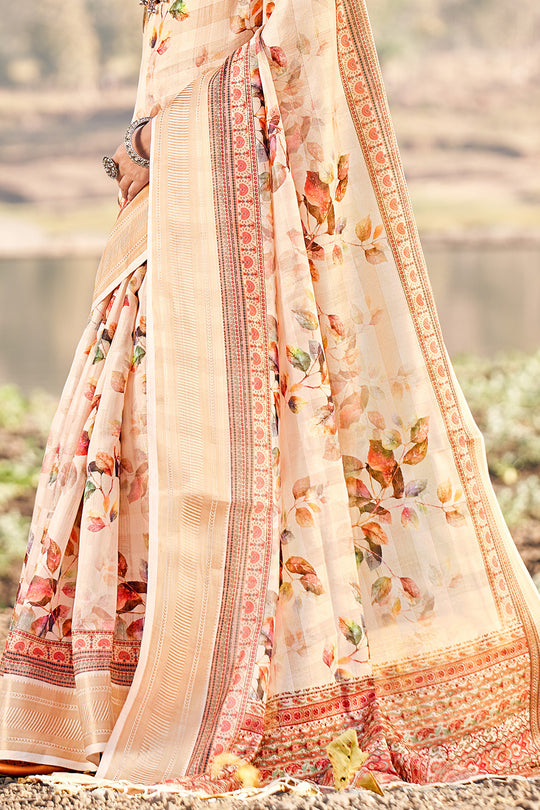 Buttermilk Beige Cotton Saree