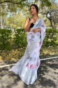 Pure White Organza Saree
