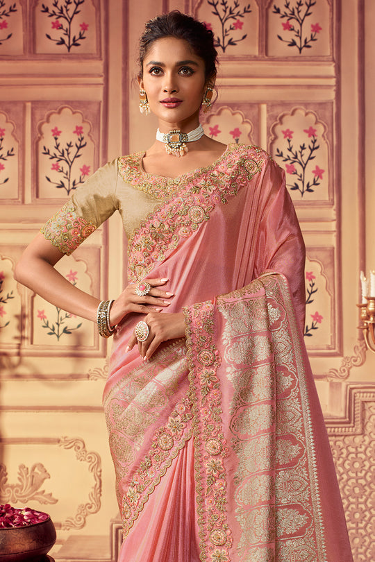 Baby Pink South Silk Saree