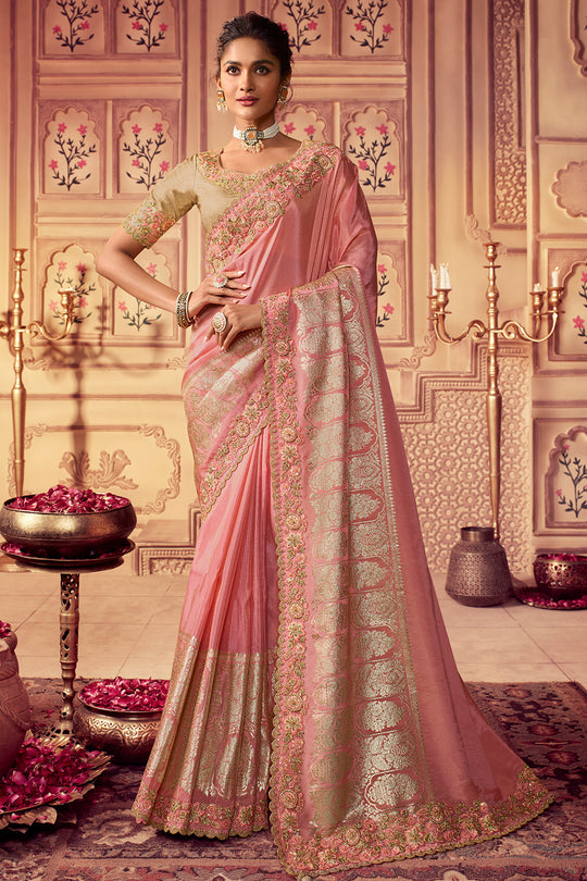 Baby Pink South Silk Saree