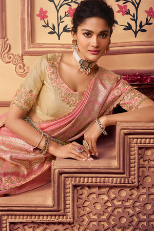 Baby Pink South Silk Saree