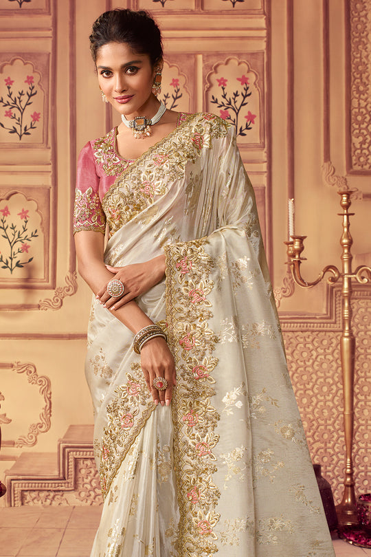Off White South Silk Saree