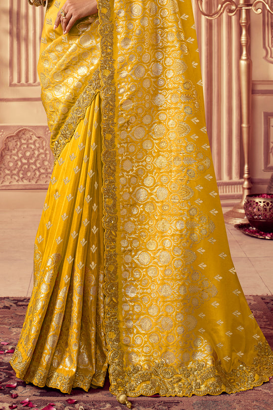 Lemon Yellow South Silk Saree