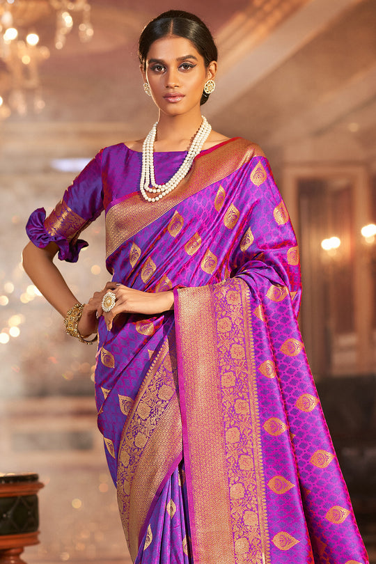 Grape Violet Silk Saree