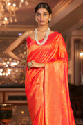 Princeton Orange Silk Saree