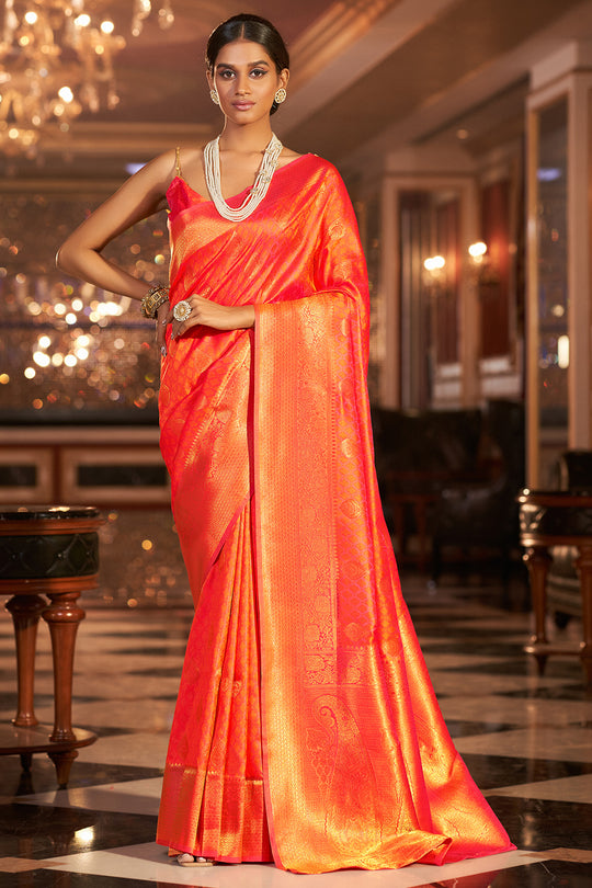Princeton Orange Silk Saree