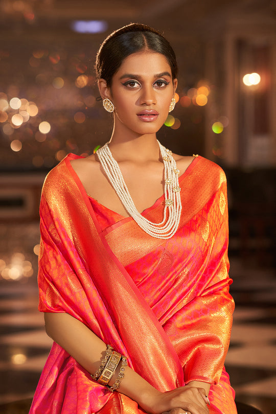 Princeton Orange Silk Saree