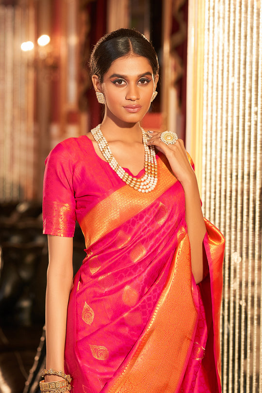 Taffy Red Silk Saree