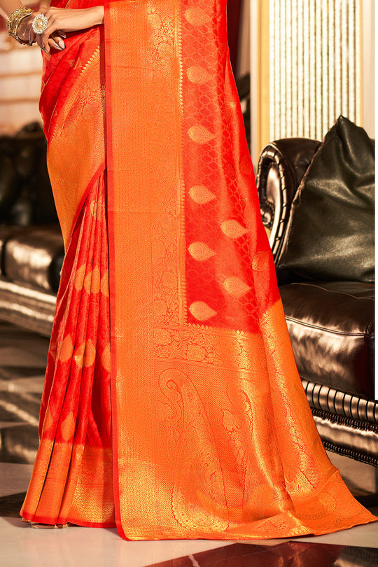 Scarlet Red Silk Saree