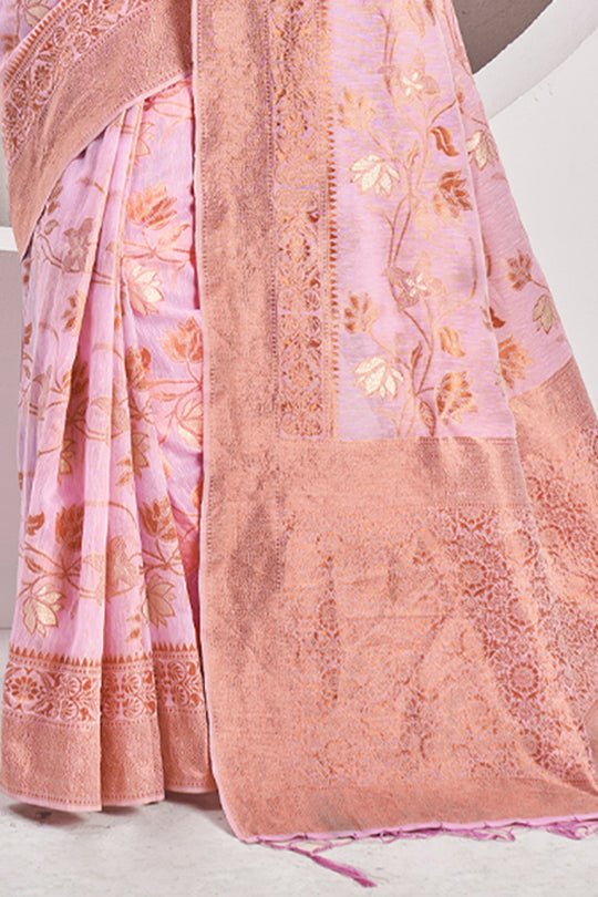 Flamingo Pink Cotton Saree