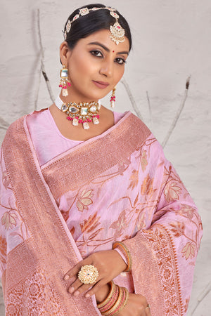Flamingo Pink Cotton Saree