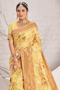 Lemon Yellow Cotton Saree